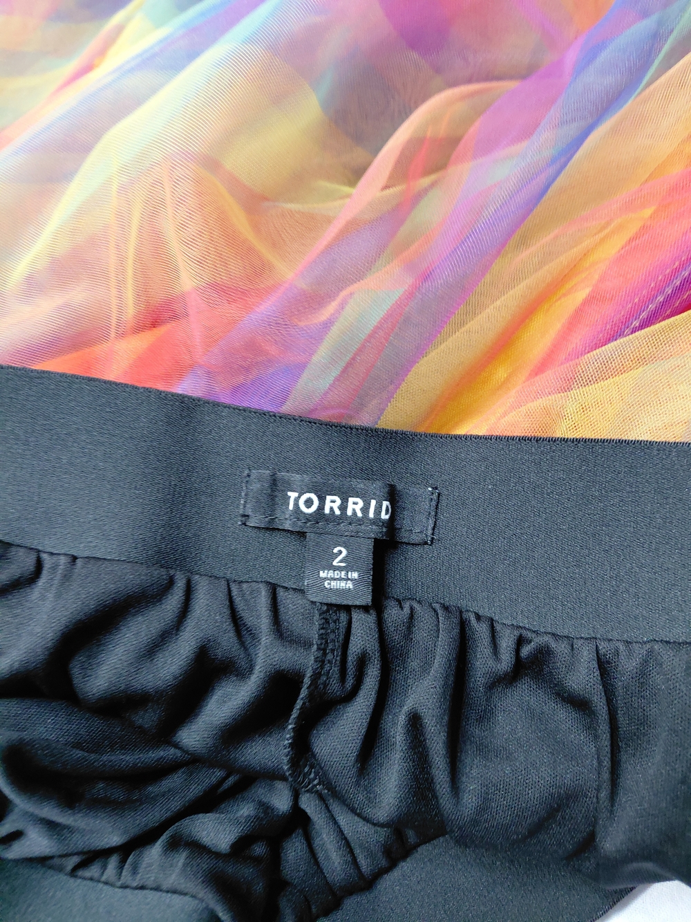 torrid Black Waistband with Rainbow Sheer Overlay Size 2 / 18 - 20 With Pockets - Picture 2 of 11
